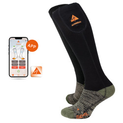 Chaussettes Chauffantes Rechargeables 8500mAh - Contrôle APP & Bouton - 4 Températures (45°C à 65°C) - Lavables - Pour Ski, Rando, Hiver